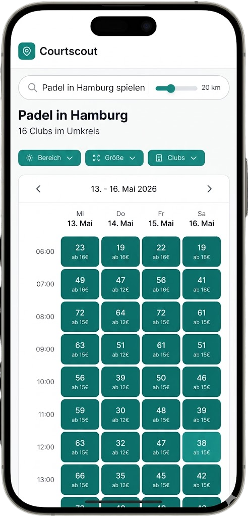 Courtscout App auf dem Smartphone